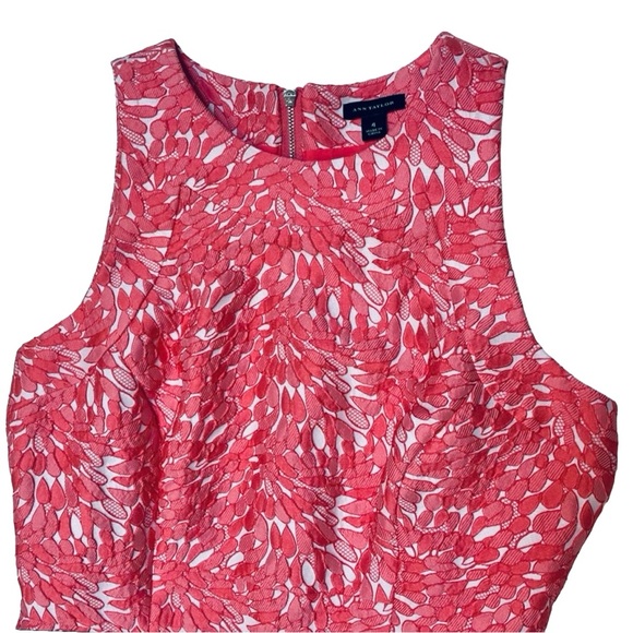 *Ann Taylor Sz 4 Sleeveless Apricot/Orange and White Lace Look Sheath Dress - Picture 4 of 12